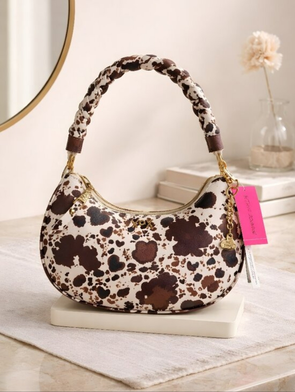 Betsey Johnson Xonorthy Woven Handbag Brown Hearted